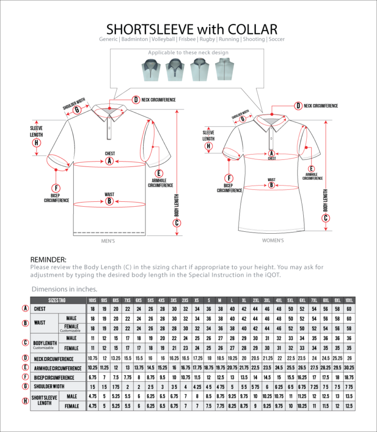 Sizing Chart - Crafteli - Entrepreneurs' Exclusive Site for Sportswear ...